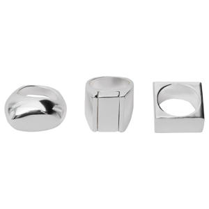 ring - zilverkleurig (set van 3)