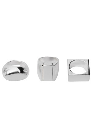 ring - zilverkleurig (set van 3)