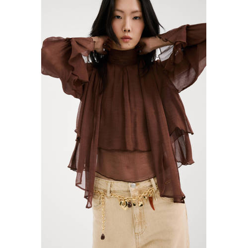Mango blousetop bruin afbeelding