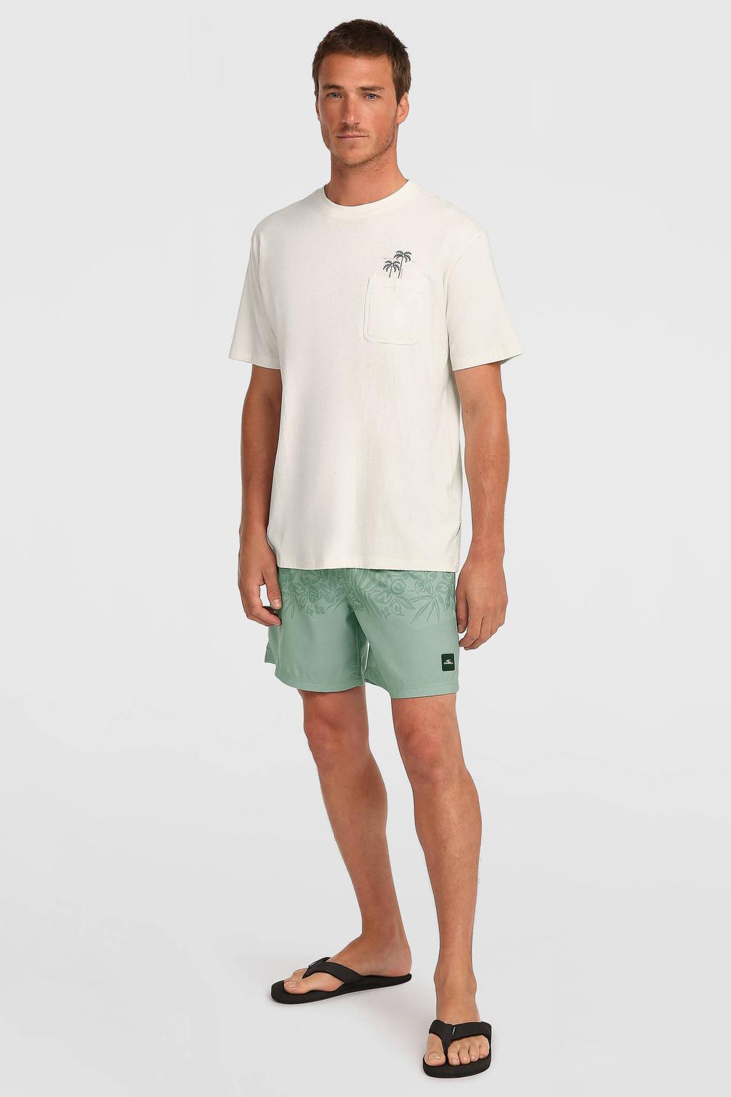 Witte heren O'Neill T-shirt van katoen met effen, korte mouwen en ronde hals