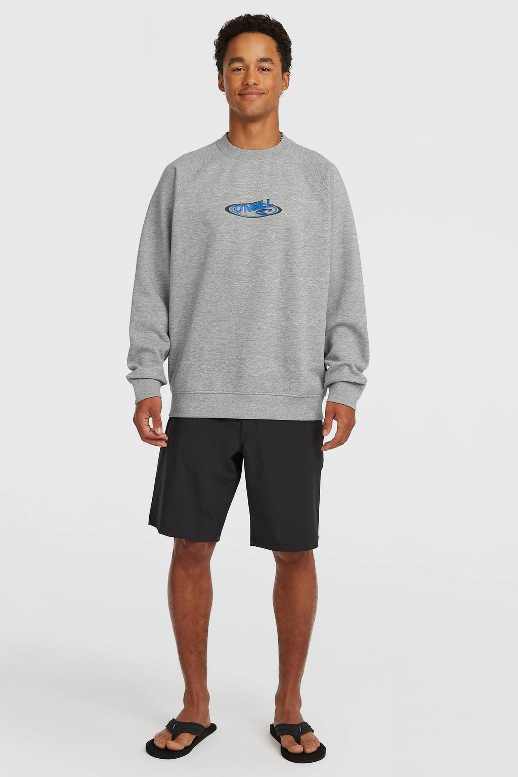 Grijze heren O'Neill sweater met printopdruk, lange mouwen en ronde hals