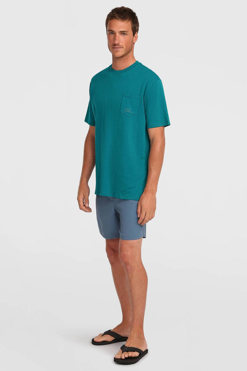 Groene heren O'Neill t-shirt van katoen met effen, korte mouwen en ronde hals