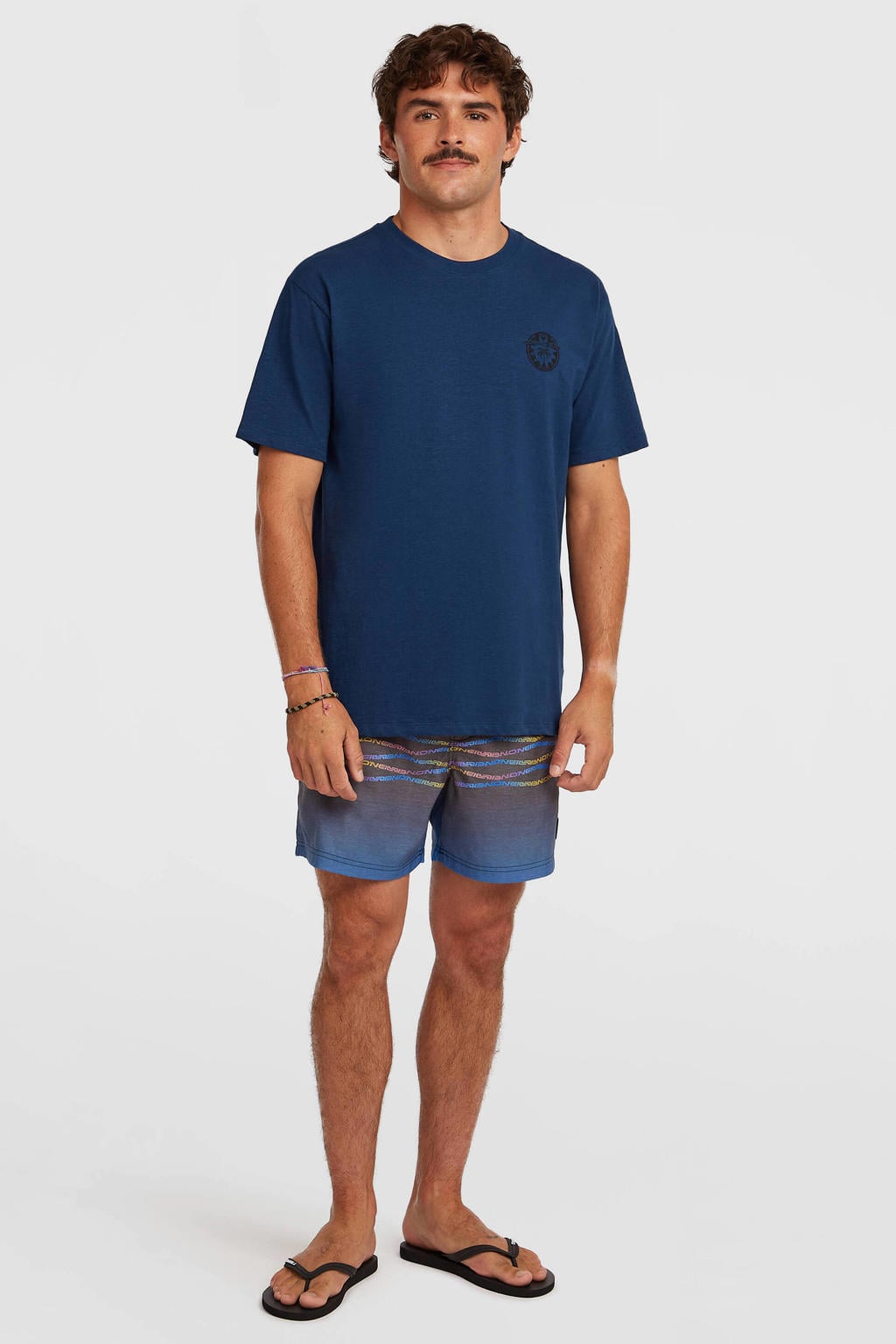 Donkerblauwe heren O'Neill T-shirt van katoen met korte mouwen en ronde hals