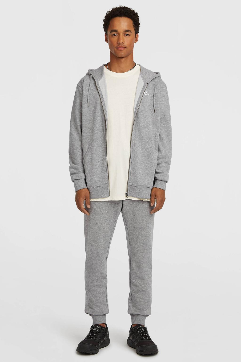 Grijze heren O'Neill joggingbroek van sweat materiaal met elastische tailleband met koord en effen