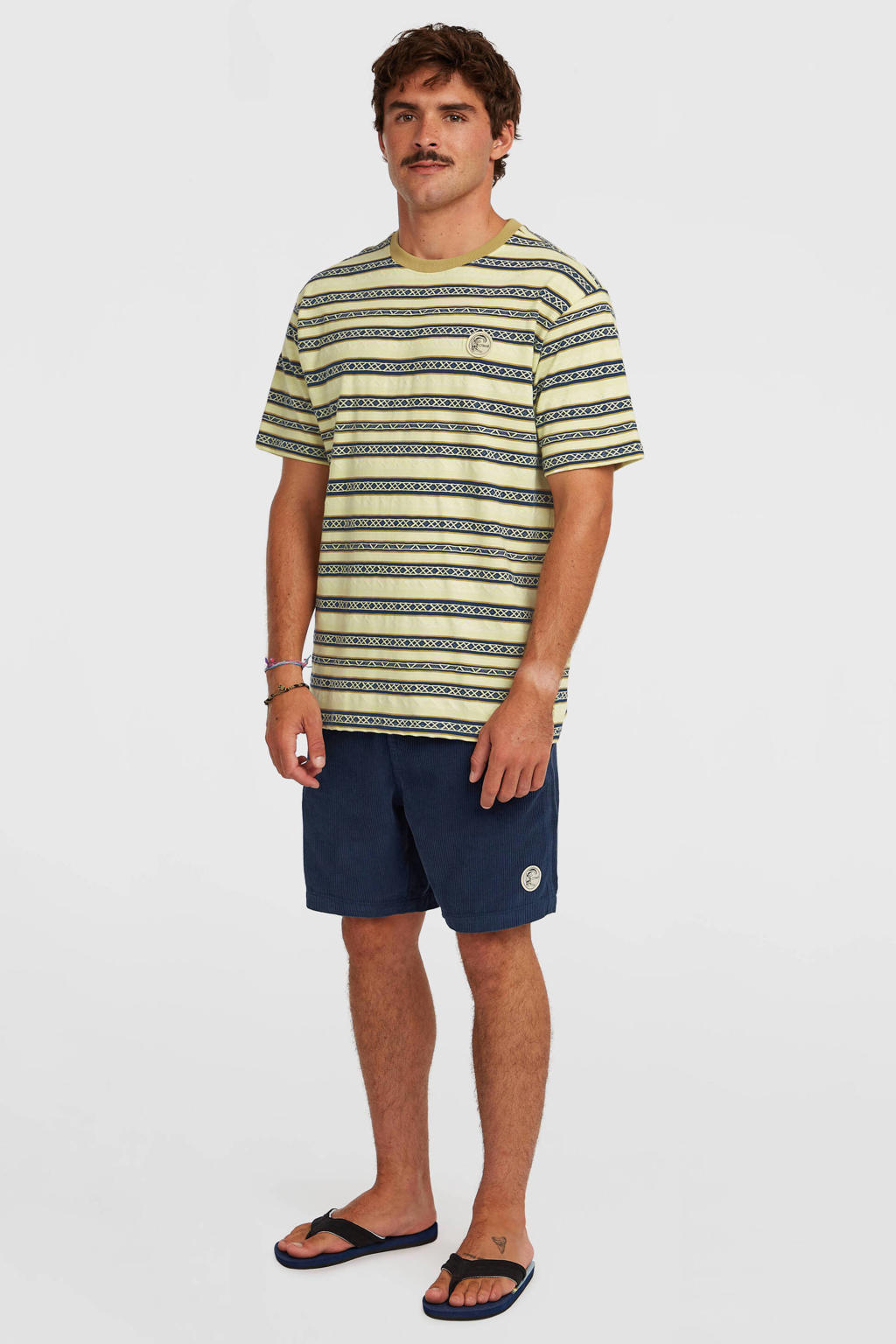 Donkerblauwe heren O'Neill corduroy short van katoen met regular fit, elastische tailleband met koord en effen