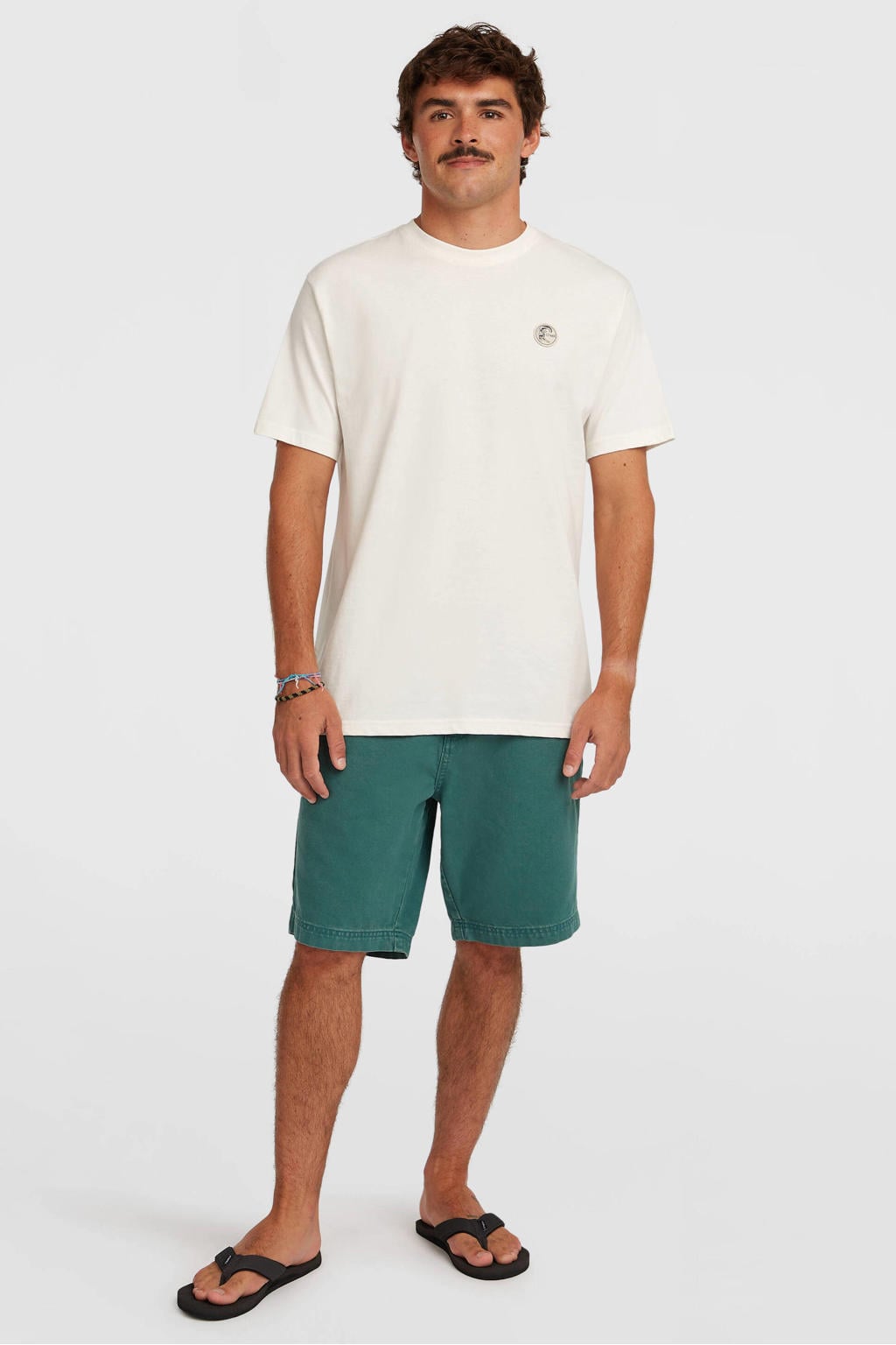 Witte heren O'Neill t-shirt van katoen met effen, korte mouwen en ronde hals