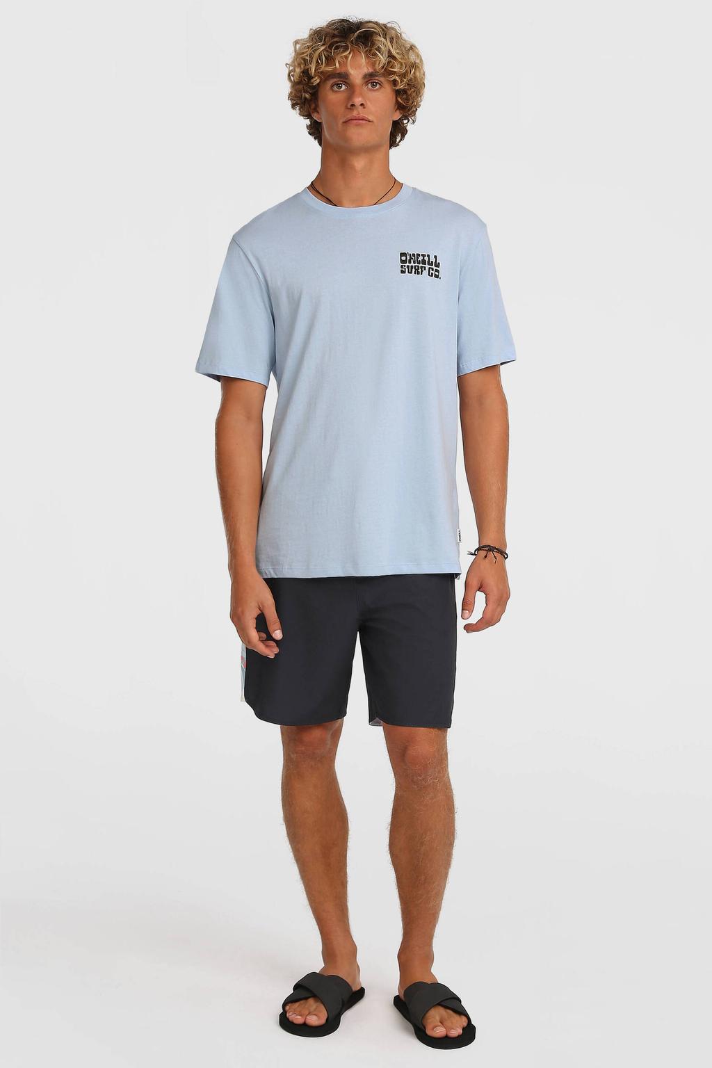 Blauwe heren O'Neill T-shirt van katoen met effen, korte mouwen en ronde hals