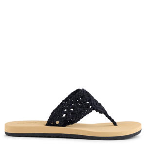 Ditsy teenslippers zwart