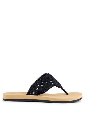 Ditsy teenslippers zwart