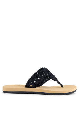 Ditsy teenslippers zwart