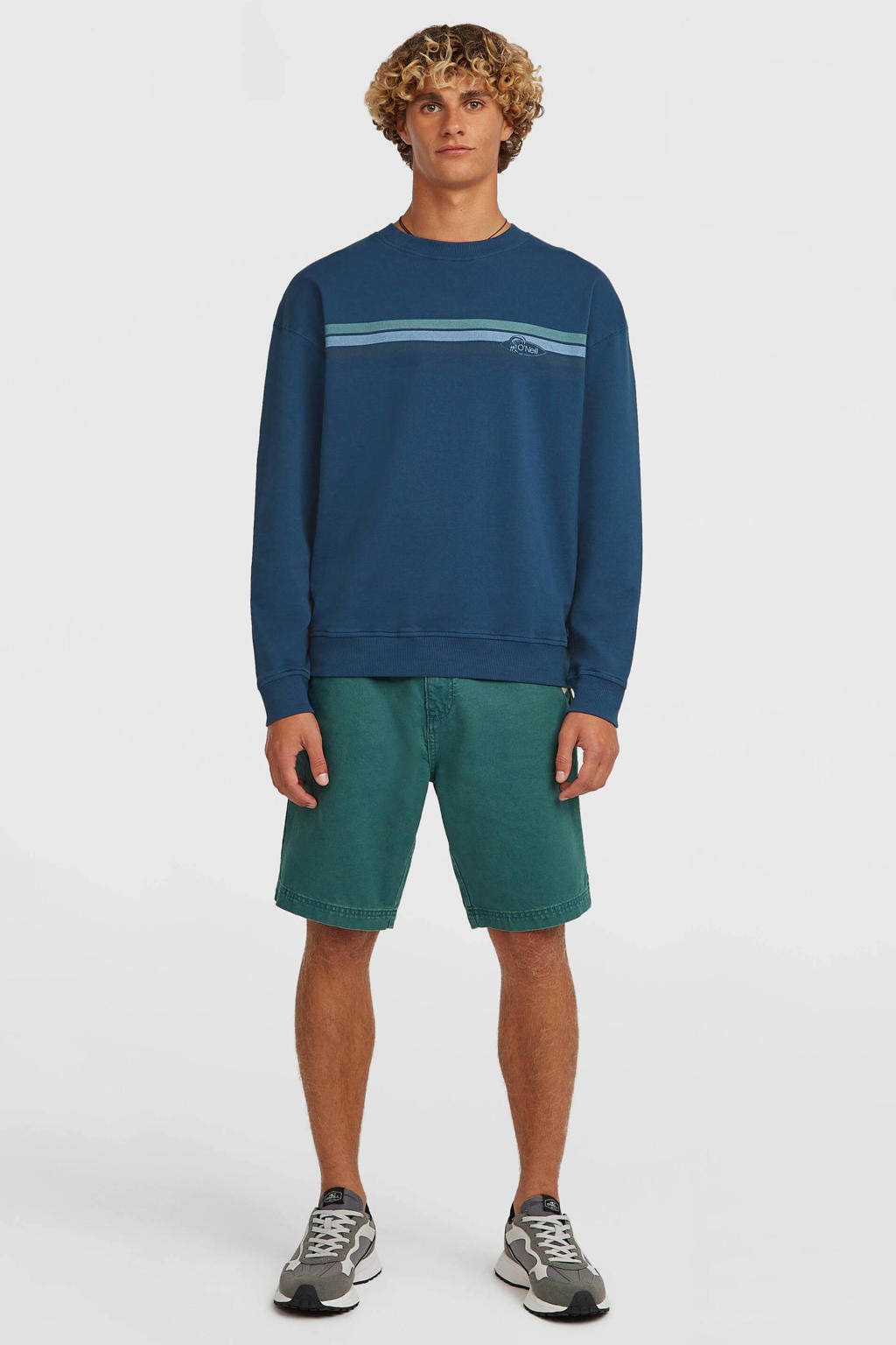 Donkerblauwe heren O'Neill sweater met effen, lange mouwen en ronde hals