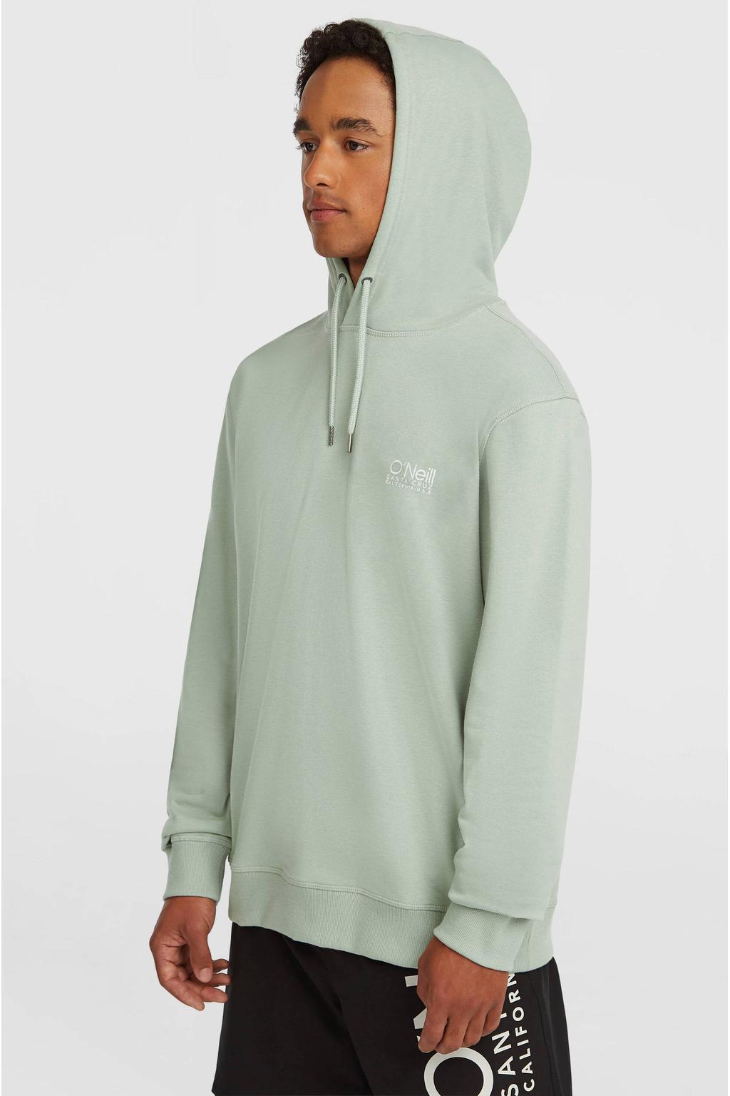 Mintgroene heren O'Neill hoodie van katoen met effen, lange mouwen en capuchon