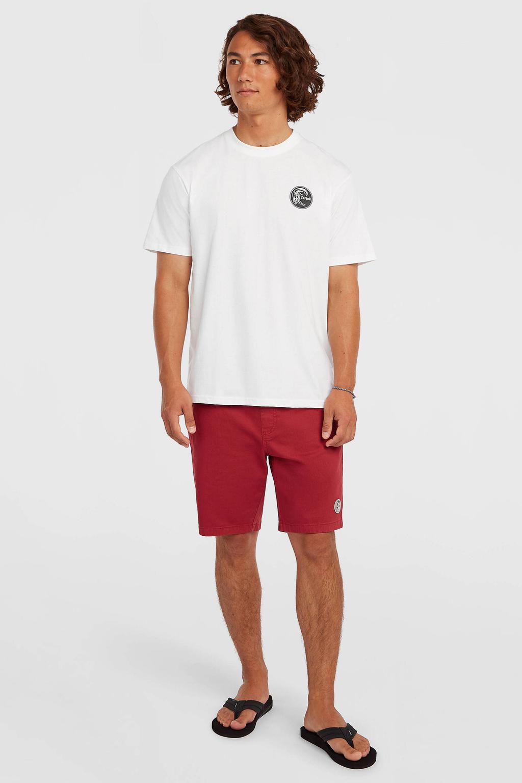 Witte heren O'Neill t-shirt van katoen met effen, korte mouwen en ronde hals