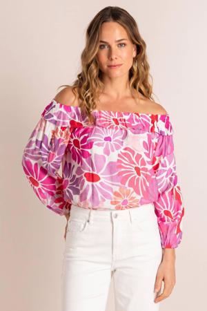 gebloemde blousetop roze