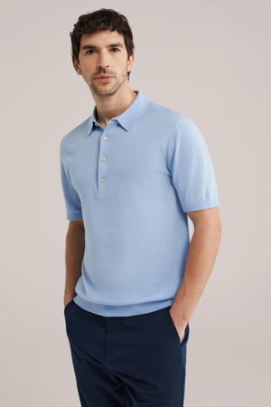 regular polo fijn gebreid lichtblauw