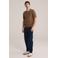 WE Fashion regular polo met ingebreid patroon bruin