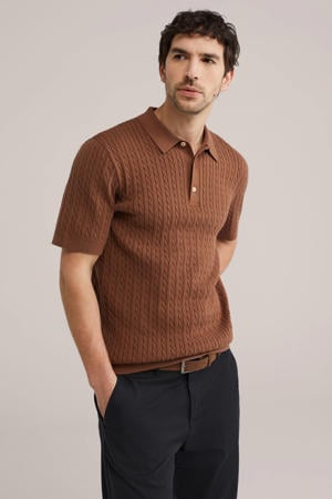 regular polo met kabels cognac