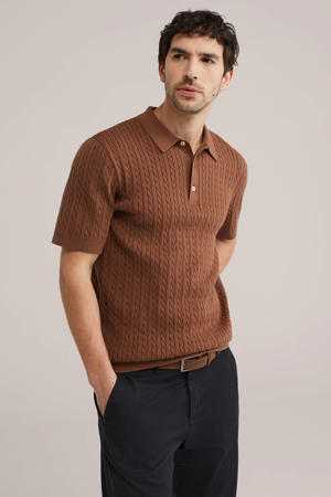 regular polo met kabels cognac