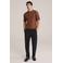 WE Fashion regular polo met kabels cognac