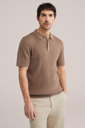 regular polo met kabels bruin