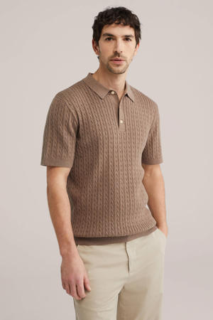 regular polo met kabels bruin
