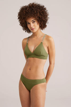 bikinibroekje met textuur olijfgroen
