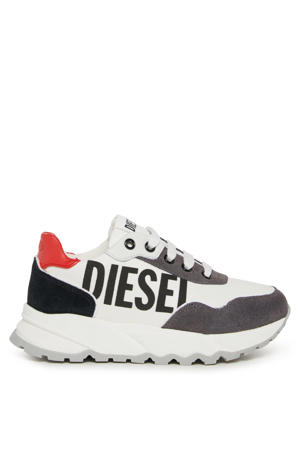 leren sneakers wit/grijs