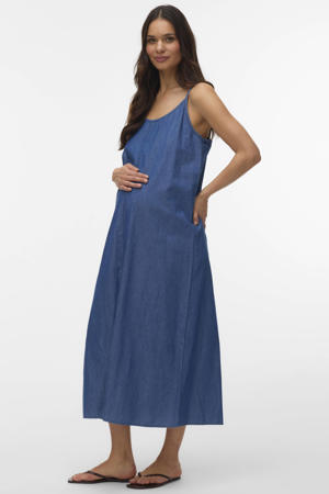 zwangerschaps maxi jurk medium blue denim