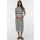 MAMALICIOUS gestreepte zwangerschaps midi rok fijn gebreid beige