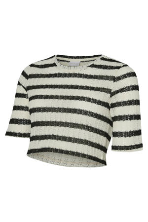 zwangerschaps gestreept T-shirt fijn gebreid beige