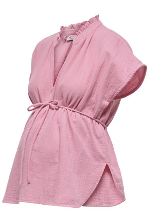 zwangerschaps blousetop met textuur roze