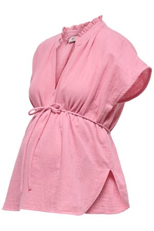 zwangerschaps blousetop met textuur roze