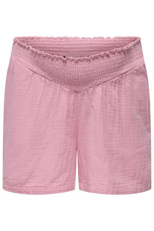 regular waist zwangerschaps casual short met textuur roze