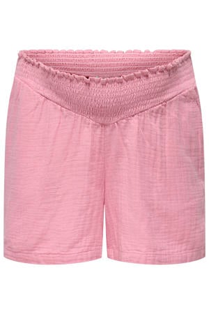 regular waist zwangerschaps casual short met textuur roze