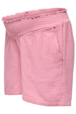 regular waist zwangerschaps casual short met textuur roze