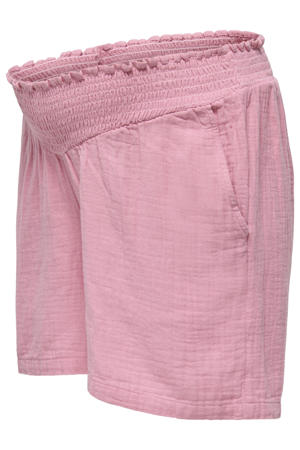 regular waist zwangerschaps casual short met textuur roze