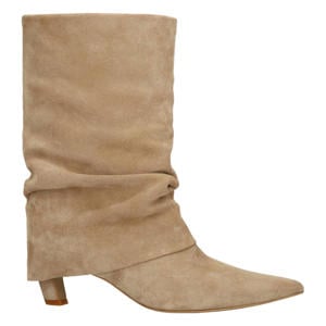 suède halfhoge laarzen met flap beige