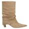 Manfield suède halfhoge laarzen met flap beige