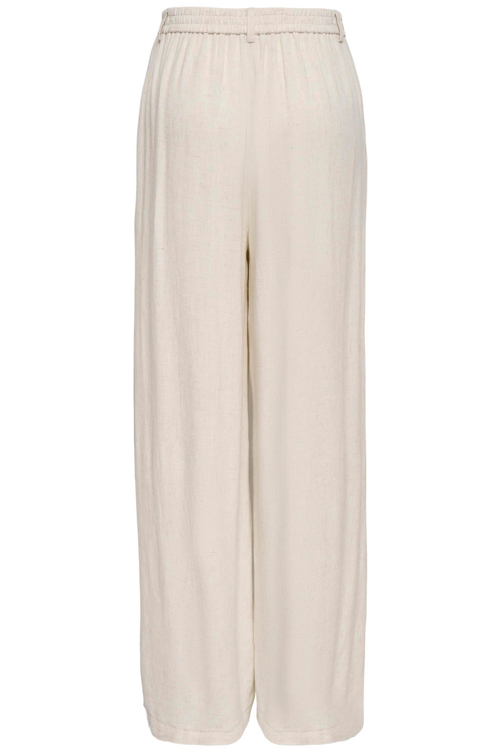 Beige dames ONLY wide leg regular waist casual broek van viscose met elastische inzet en effen