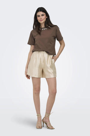 regular high waist casual short goud