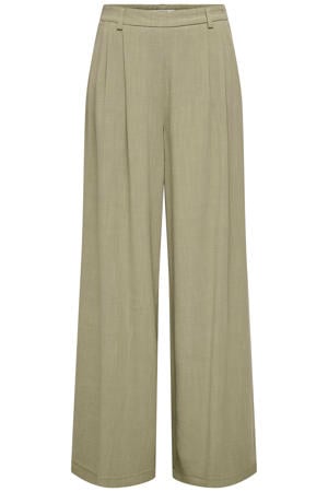 wide leg regular waist casual broek groen