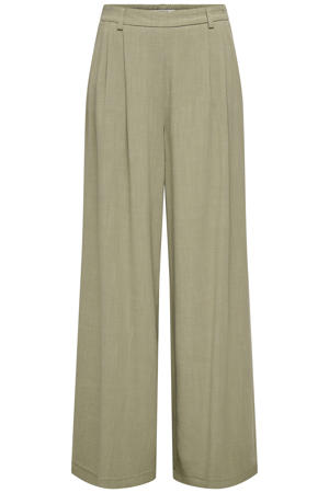 wide leg regular waist casual broek groen