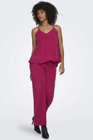 wide leg high waist broek roze