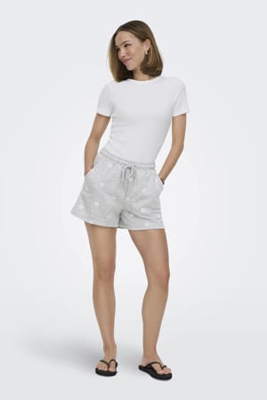 regular high waist gebloemde bermuda short lichtgrijs