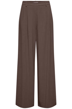 wide leg regular waist casual broek bruin