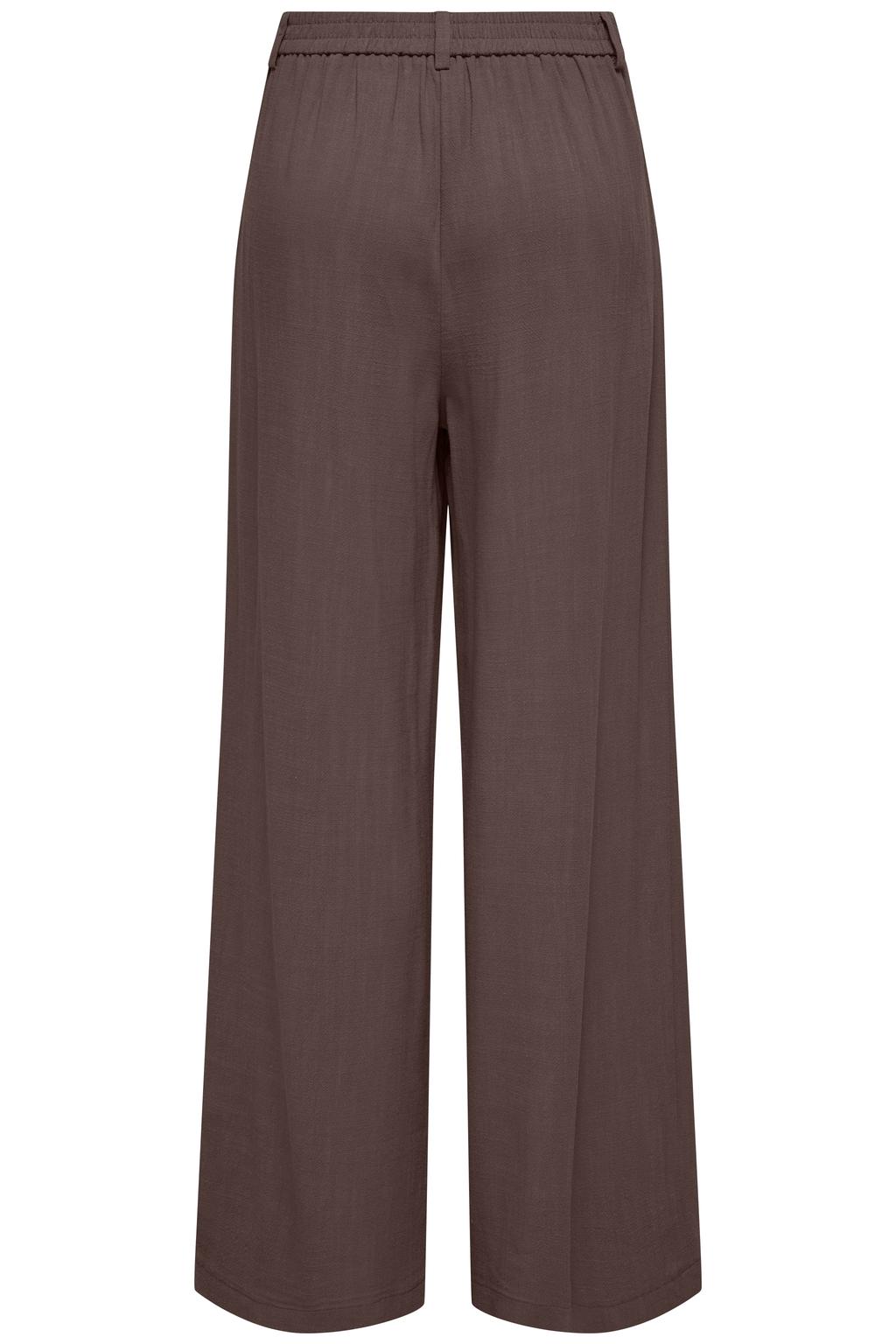 Bruine dames ONLY wide leg regular waist casual broek van viscose met elastische inzet en effen