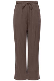 thumbnail: Bruine dames ONLY wide leg high waist broek van viscose met elastische tailleband met koord en effen