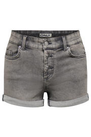 thumbnail: Grey denim dames ONLY skinny low waist short van katoen met knoopsluiting en effen