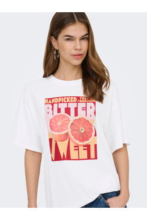 T-shirt met printopdruk wit