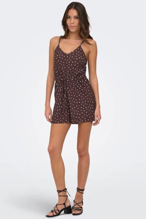 playsuit met stippen bruin